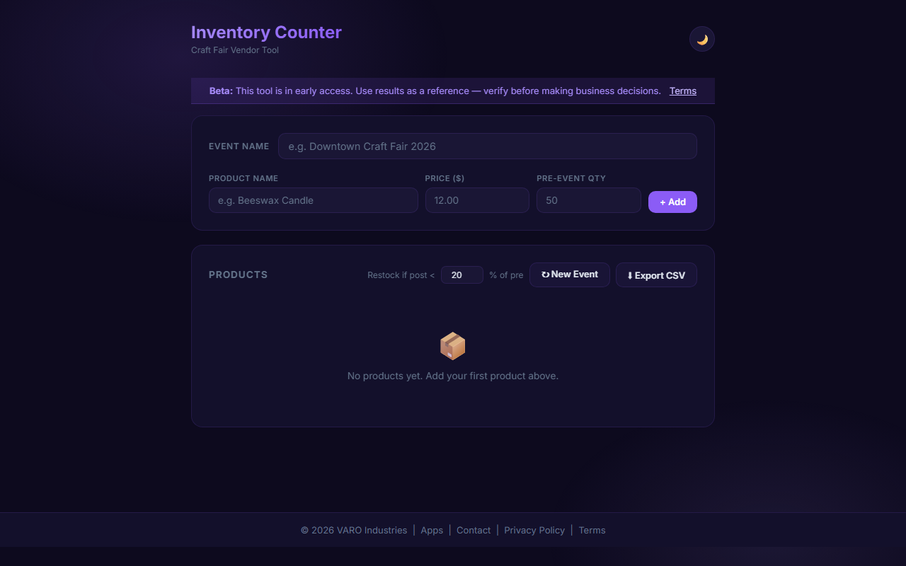 InvCount: Count Your Craft Fair Inventory Without Losing Your Place